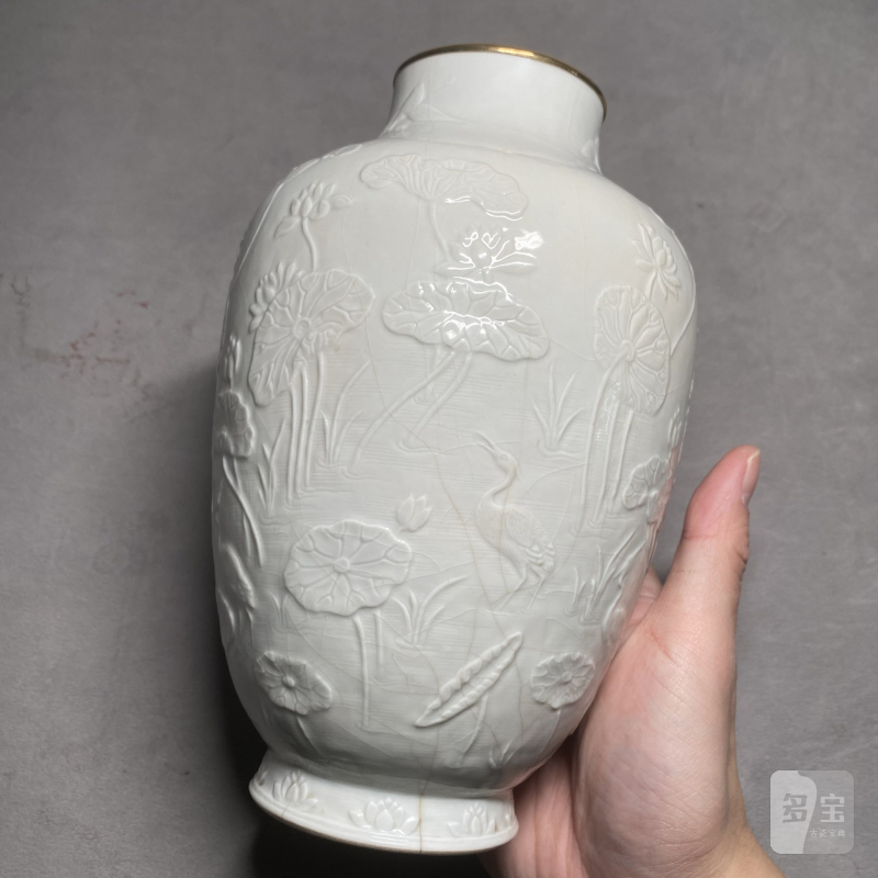 清乾隆 仿定白釉拱花一路连科图灯笼尊 - 图12